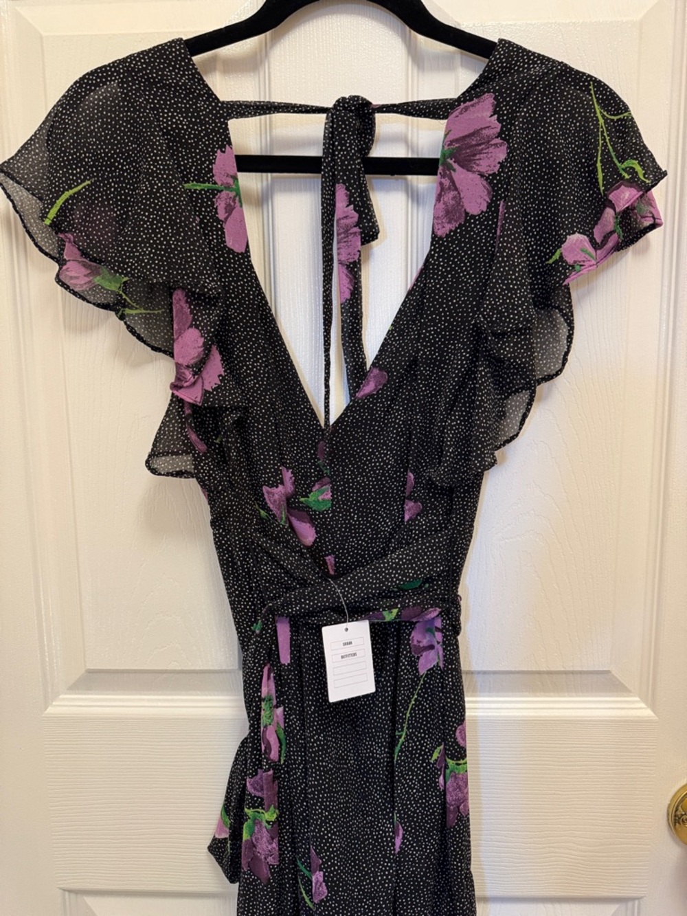 NWT Urban Outfitters Gratilda Ruffle Sleeve Backless Jumpsuit - Picture 8 of 11